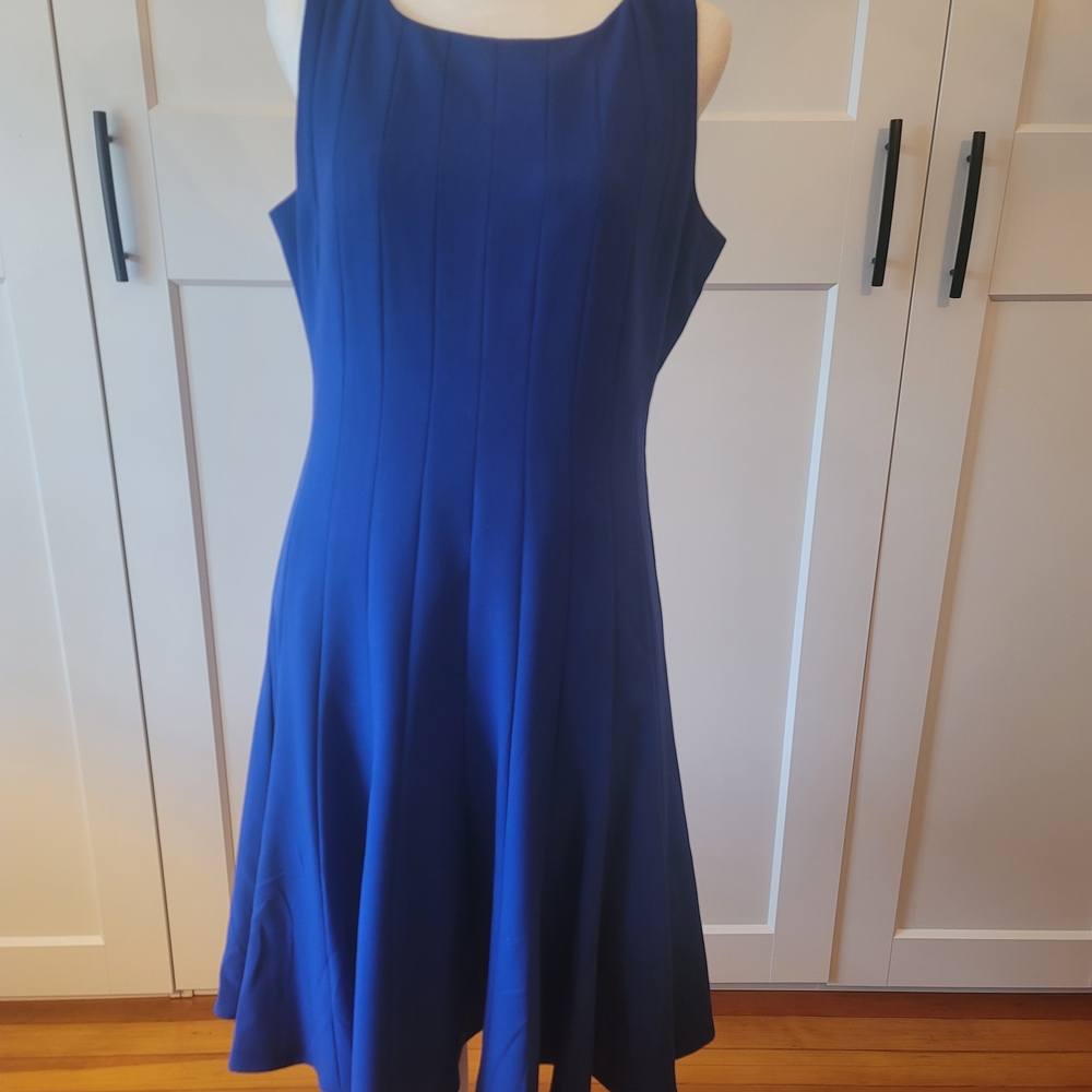 Calvin Klein Blue Sleeveless Scoop Neck Midi Dress